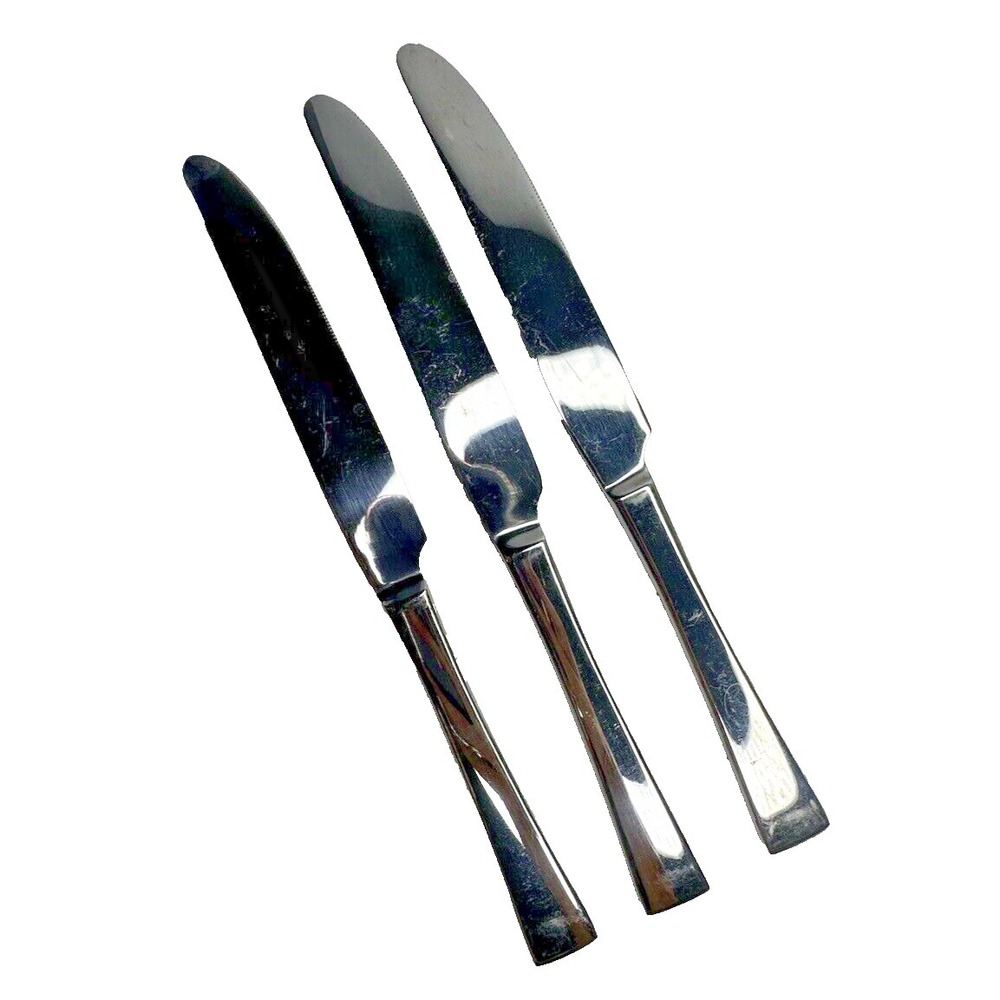 Towle Dinner Knives Solid Glossy Stainless Flatware Replacement Set of 3 Pc